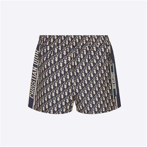 Shorts Blue Technical Taffeta Jacquard with Dior Oblique Motif